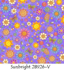 Sunbright 28926 V QT Fabric cotton quilt fabric Butterfly LadyBug Sun Bee Flower