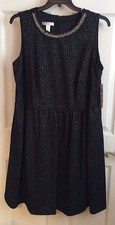 London Times Women Plus Size 22W Black Sliver Dress Embellished Diamond & Beads