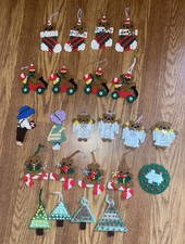 Vintage 23 Handmade Plastic Canvas Needlepoint Christmas Ornaments 3-D
