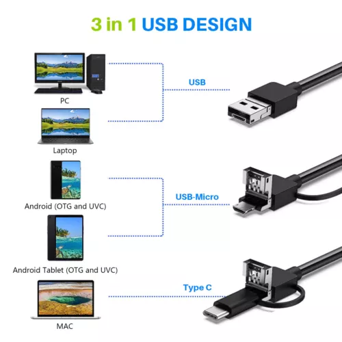 5M USB Wasserdicht Endoskop Kamera 5,5mm LED HD Inspektion für Handy Android PC - Bild 13 von 14