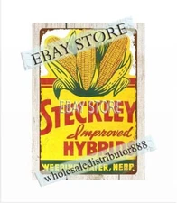 Steckley Improved Hybrids seed corn metal tin sign wall shed mancave