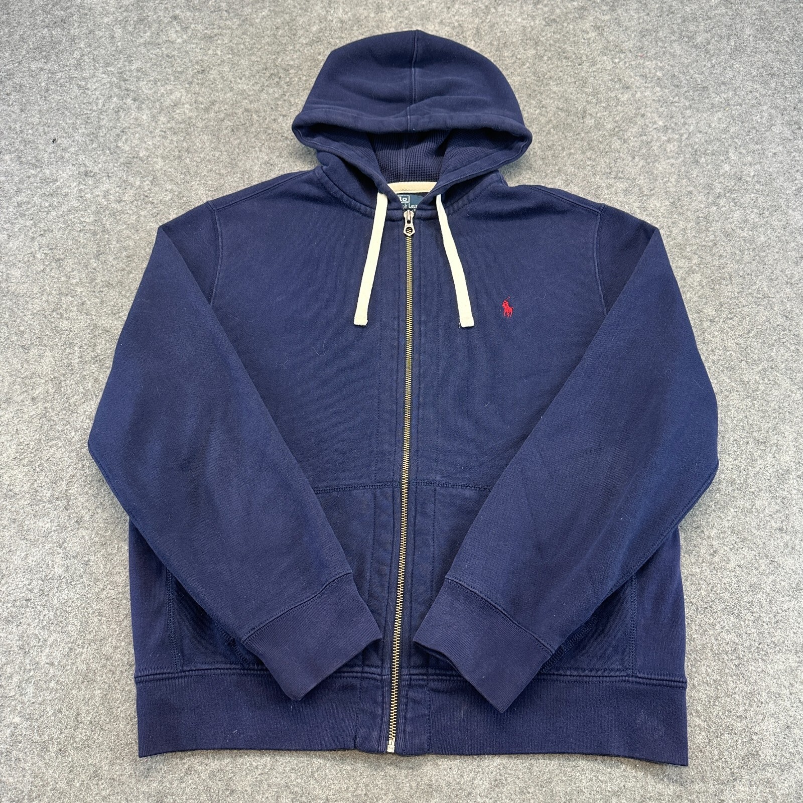 Polo Ralph Lauren felpa con cappuccio uomo XL blu full zip felpa termica pony cotone