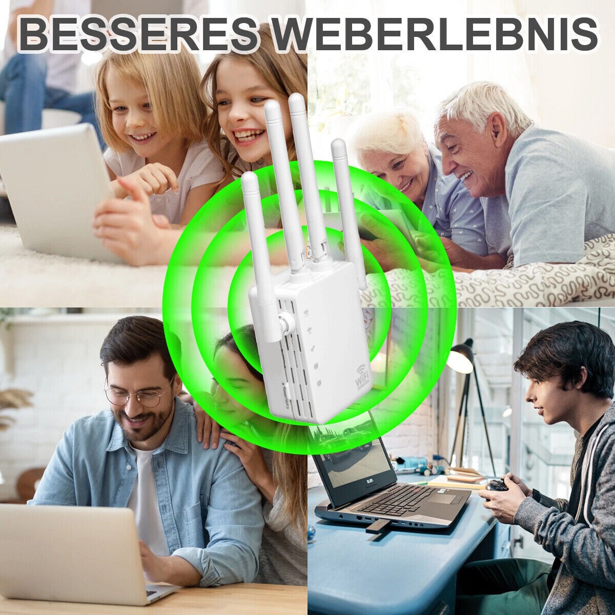 2025 WLAN Repeater 1200Mbit/s | Dual-Band WiFi Verstärker Mit 4 Antennen | Internet Booster Für Haus Und Büro