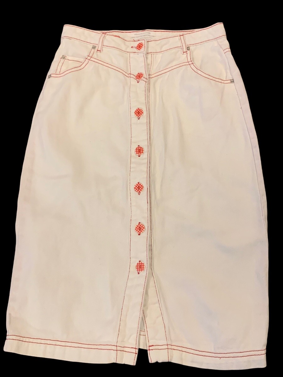 urban outfitters white denim skirt