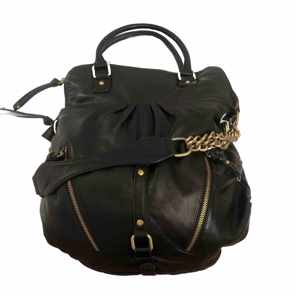 Sabina New York Handbag Genuine Leather Black Shoulder Bag Large