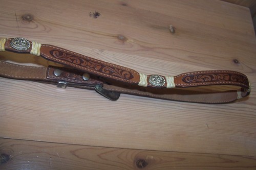 3 cinture vintage Western in pelle lavorata 30" x 3/4" - Foto 2 di 3