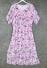 Nine West Puff Sleeve Pink Floral Maxi Dress Womens Size XL Elastic Waist Lined