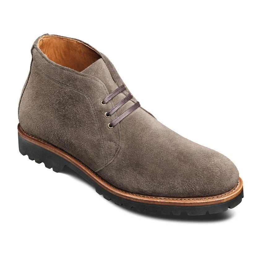 Handmade Mens Dark Taupe Color Plain Toe Chukka Casual Boot Lace Up Leather Shoe