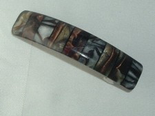 VINTAGE BROWN BLACK GRAY LUCITE HAIR BARRETTE UP DO ACCESSORY