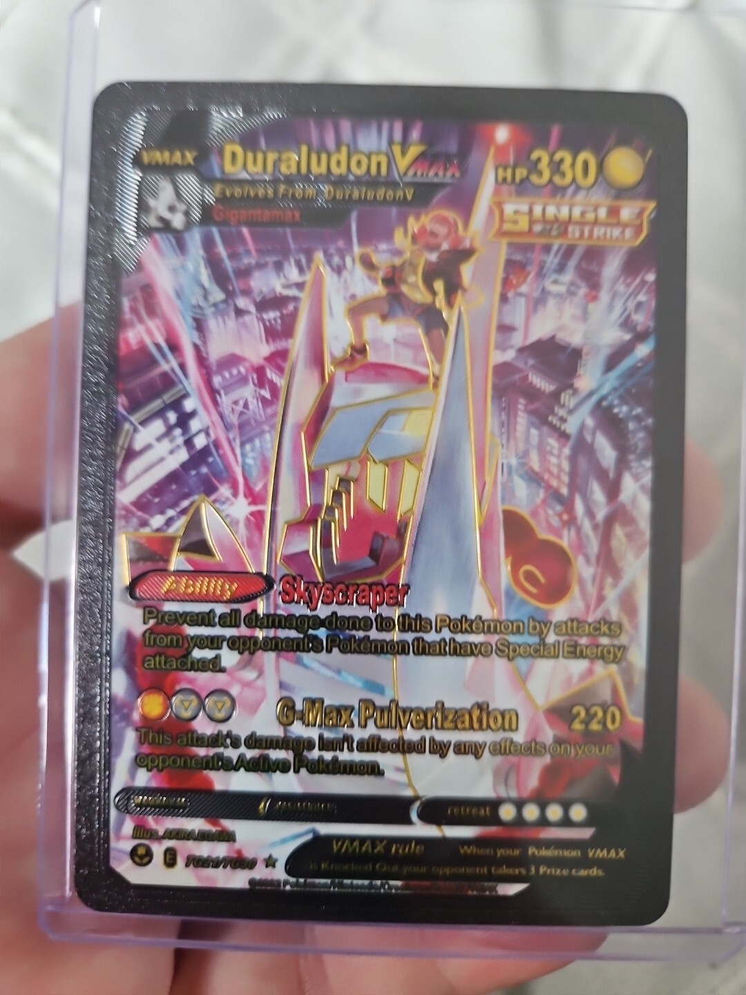 Duraludon Vmax Black Foil Fan Art Textured Collector Pokemon Card TG21/TG30...