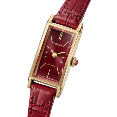 CITIZEN Kii: EG7043-09W Eco-Drive Solar Watch Leather Band Red