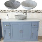 Grey Painted Bathroom Vanity Unit Quartz Top Cabinet Marble Bowl Basin