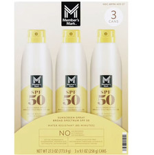 Member's Mark SPF 50 Sunscreen Spray 3-Pack - Broad Spectrum, Water Resistant 80