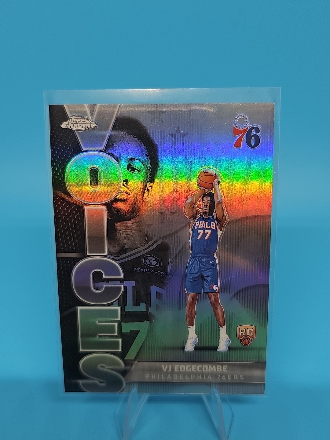 VJ Edgecombe 2025-26 Topps Chrome Voices Rookie RC Refractor VS-8
