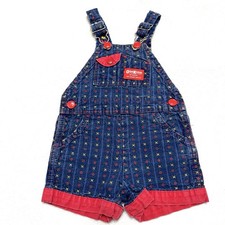 Vintage Oshkosh B'gosh 12 Months USA Made Denim Embroidered Overalls Shorts