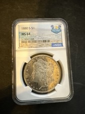 1880-S Morgan NGC MS-64 Bright Shiny White Silver Dollar Coin San Francisco Mint