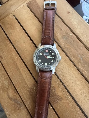 Wenger Swiss Military Men's Watch with Brown Leather Strap