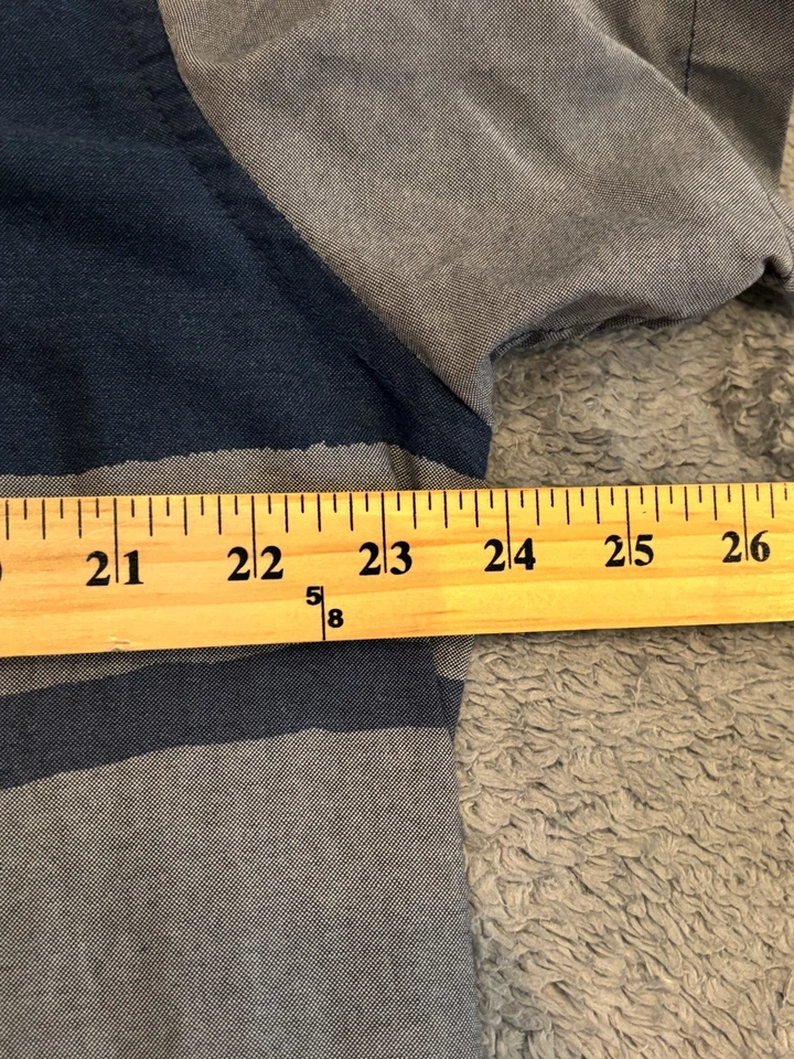 Camisa RVCA Para Hombres 2XL XXL Gris Azul Rayas Manga Corta Botón Informal Preppy Foto 3 de 4