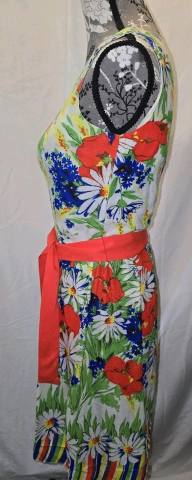 Vtg 1960s Bonwit Teller Floral Neon Dress size small Mid Century INCREDIBLE - Image 4 of 4