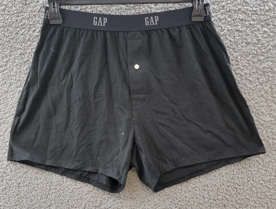 Boxers ajustados tejidos GAP para hombre M negros con un botón cintura elástica tirar ~ Foto 2 de 4