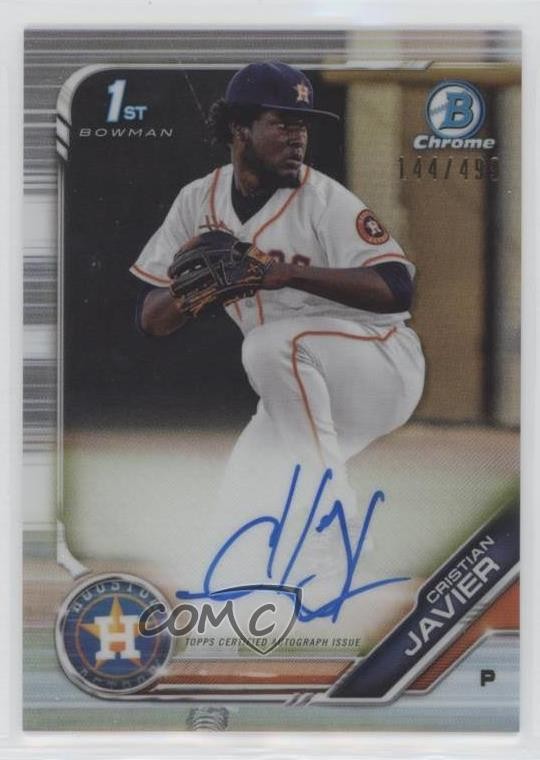 2019 Bowman Chrome Prospects Refractor 144/499 Cristian Javier #CPA-CJ Auto ls5