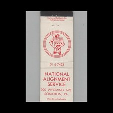 Matchbook Cover National Alignment Service Bear Alignment Scranton Pa Matchbook Cover National Alignment Service Bear Alignment Scranton Pa