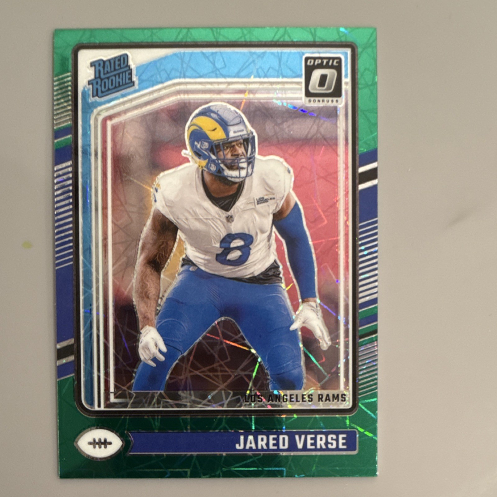 Panini Jared Verse Los Angeles Rams 2024 Donruss Optic RC #242 Green Velocity