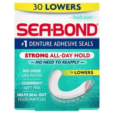 Denture Adhesive Seals, Fresh Mint, 30 Lowers
