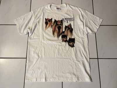 Vintage 90s Yorkshire Terrier Yorkie Dog White T Shirt Size Large