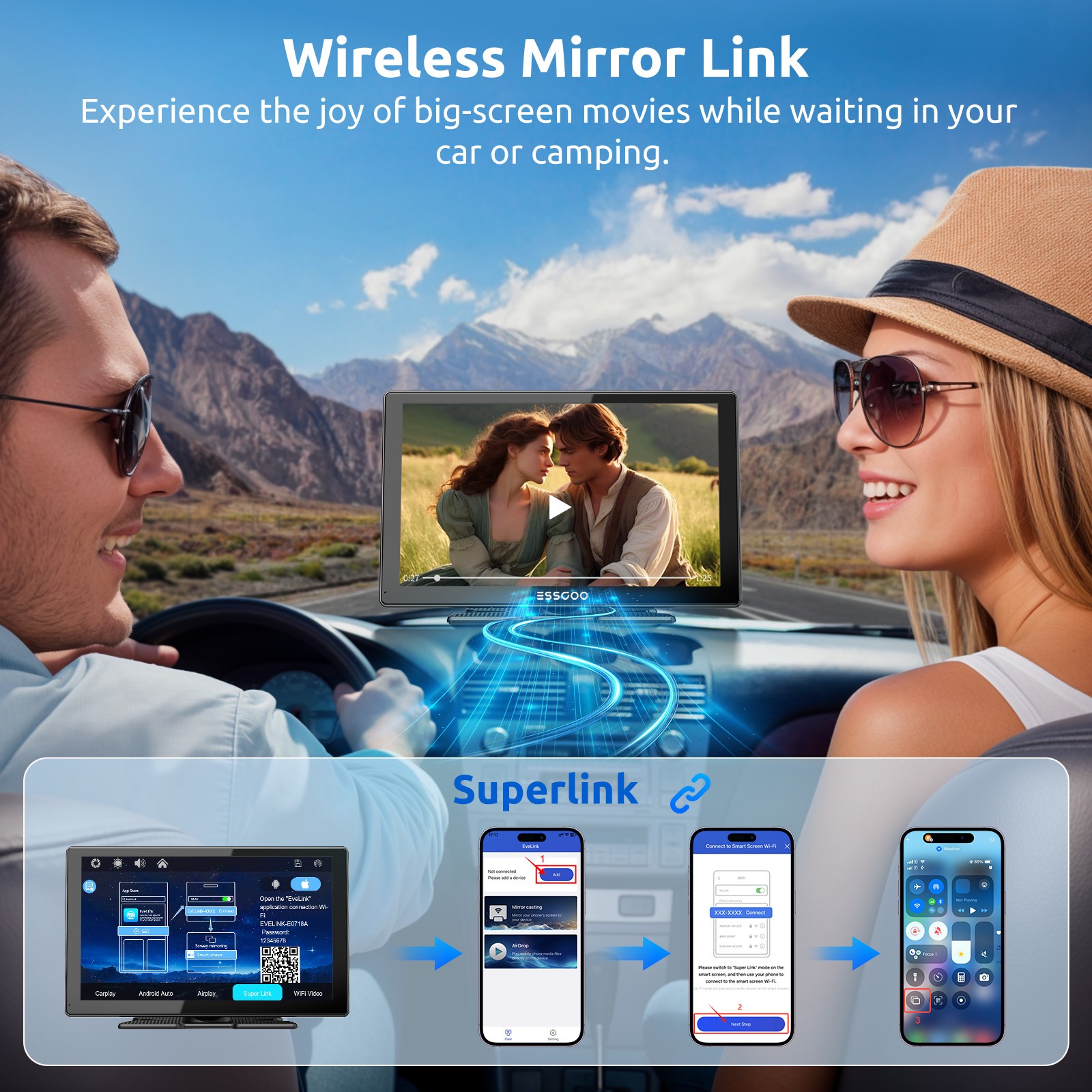 9" Dash Cam Wireless CarPlay Adapter For Iphone & Andorid Carplay Night Vision