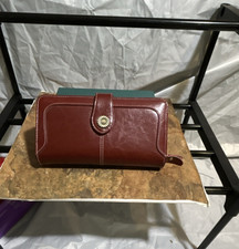 Brown Folding Women's Wallet with Button Accent and Credit Card Slots