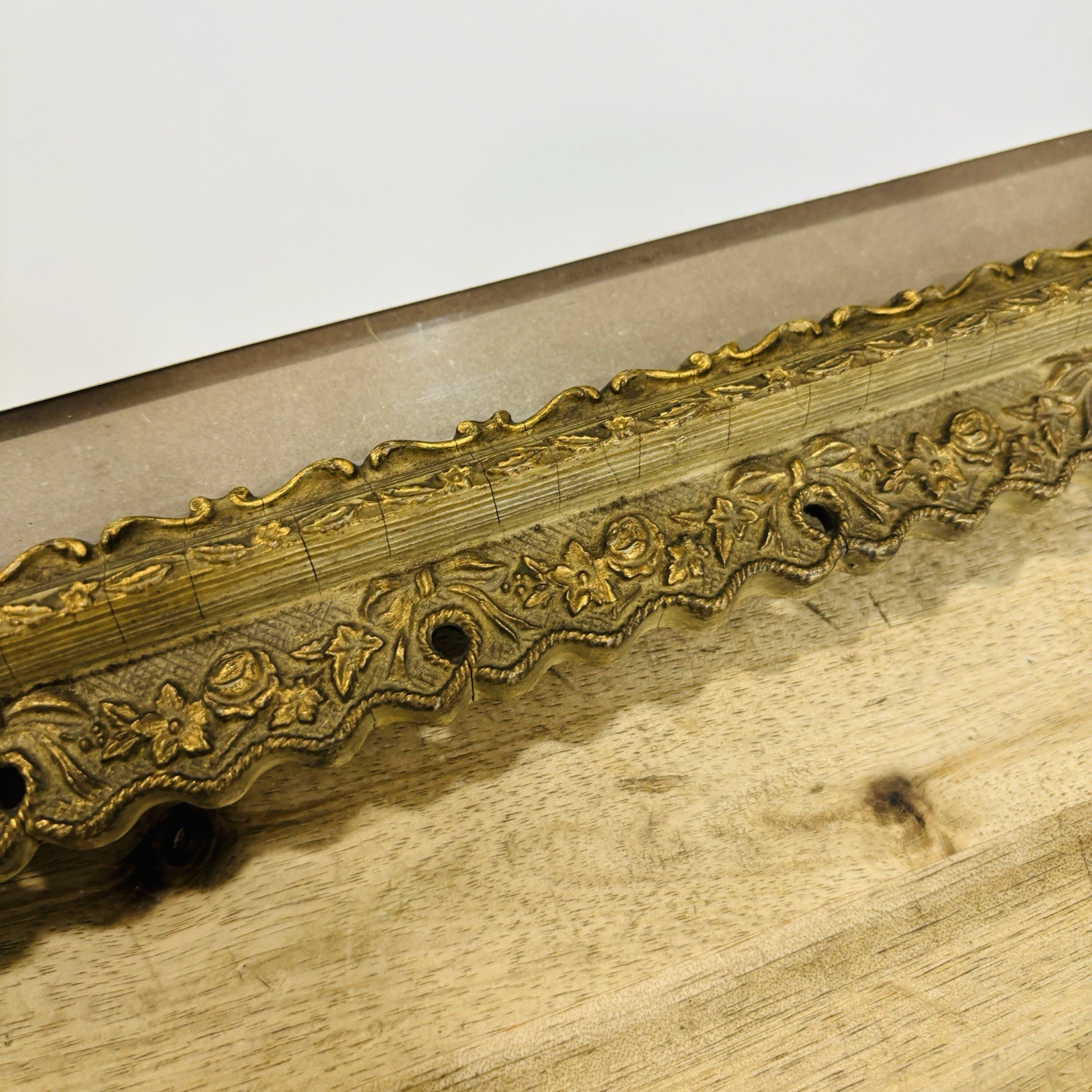 Antique Wooden Frame Gold Ornate Carved Wood Glass 15.5” x 11.5” Art Photograph