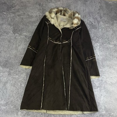 Iceberg Vintage 00s Suede Fur Trim Coat / Y2K Aesthetic
