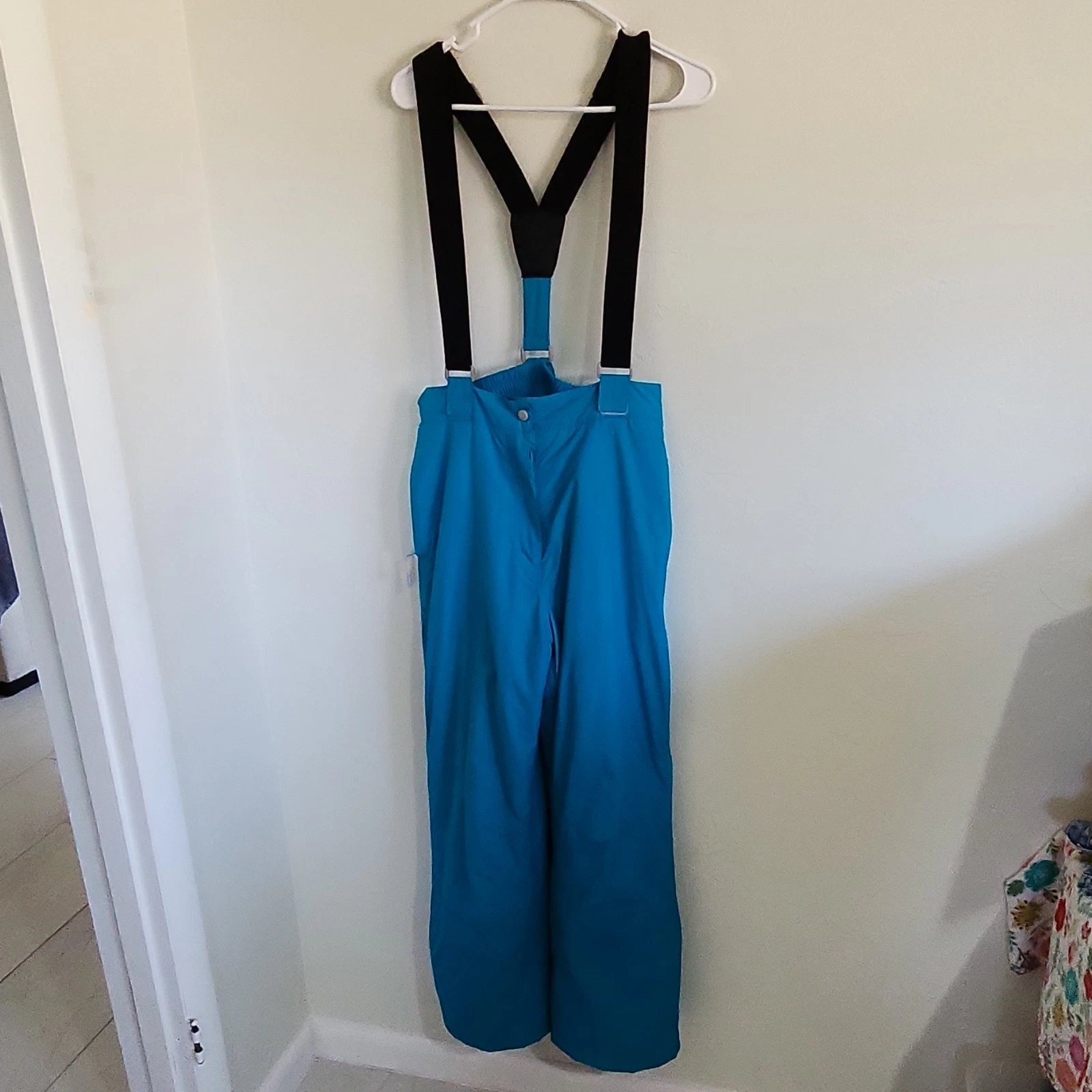 Blue Snow Bib Pants L Unisex Adults Polyester Insulated Pockets Ski Snowboard