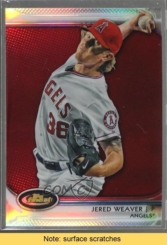 2012 Topps Finest Red Refractor 19/25 Jered Weaver #28 READ 0x0