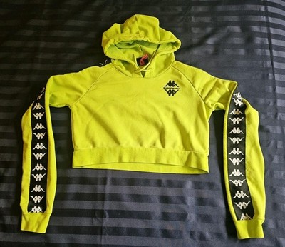 Kappa x Shadow Hill Sedot cropped hoodie sweater acid lime green sport  Small
