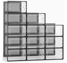 Large Shoes Boxes Clear Stackable Containers with Black Lids 12 count