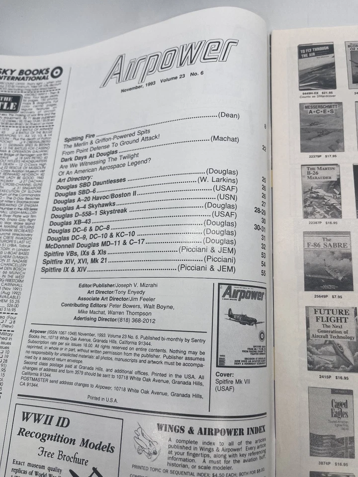 Airpower Magazine November 1993 Vol 23 No 6 Spitfire Saga Sentry Foto 2 de 3