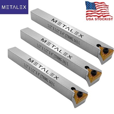 3 Indexable Tool Bit Holders 1/2'' Shank Fly Cutter Milling TNMG16 Carbide Insert