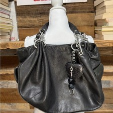 Juicy Couture Black Leather Shoulder Bag with Heart Charm