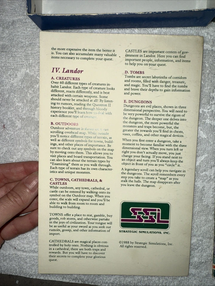 Questron II (Commodore 64) w/ Box, Manual and Inserts - SSI No Disks - Image 4 of 4