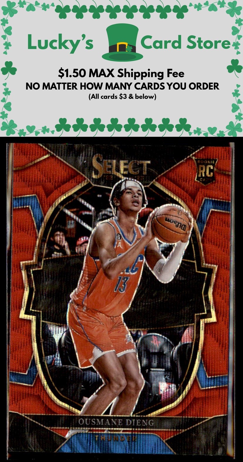 2022-23 Panini Select #76 Ousmane Dieng Red Wave Prizm Rookie