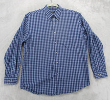 Van Heusen Shirt Mens Large 16-16.5 Blue Plaid Button Down Long Sleeve Pocket