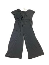 LuLaRoe Womens Karen Jumpsuit 2XL Black V Neck Short Sleeve NWT Wide Leg
