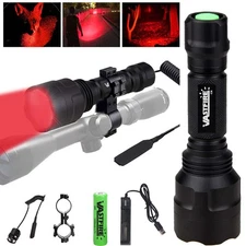Hunting Red LED Flashlight Torch Rifle Light Scope Mount w/ Dual Side 20mm Rail