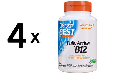 4 x Doctors Best Fully Active B12, 1500mcg - 180 vcaps (111,04 EUR/kg)