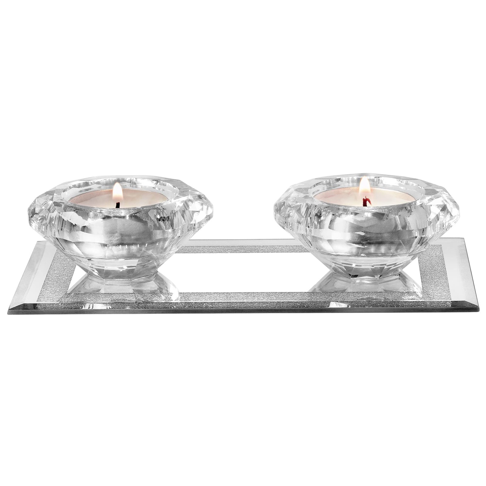 Elegant Crystal Tealight Candle Holder Set of 2 with Chain