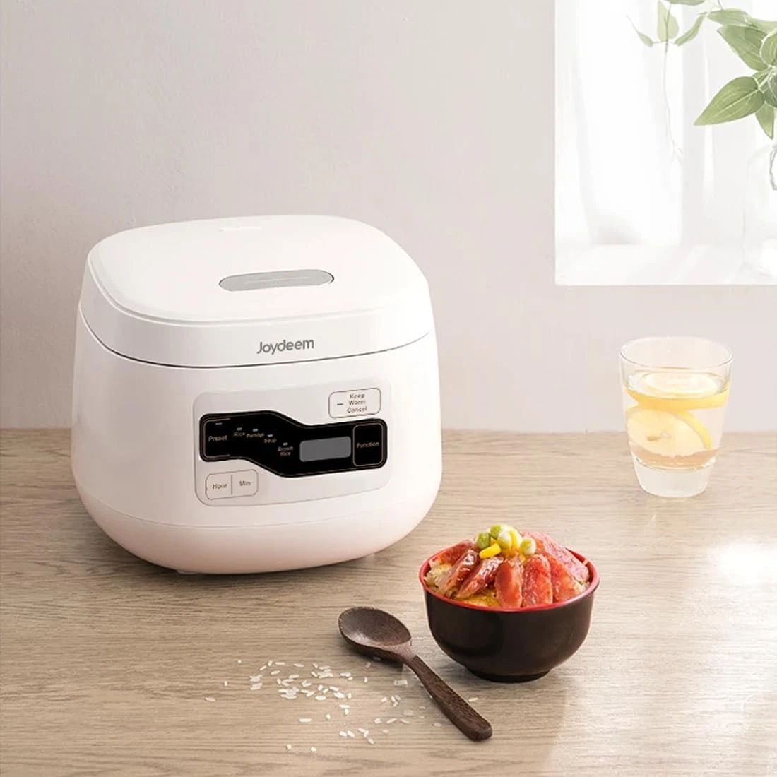 Joydeem 4 Cup Ceramic Rice Cooker With Pure Ceramic Inner Pot, 24h Delay Start