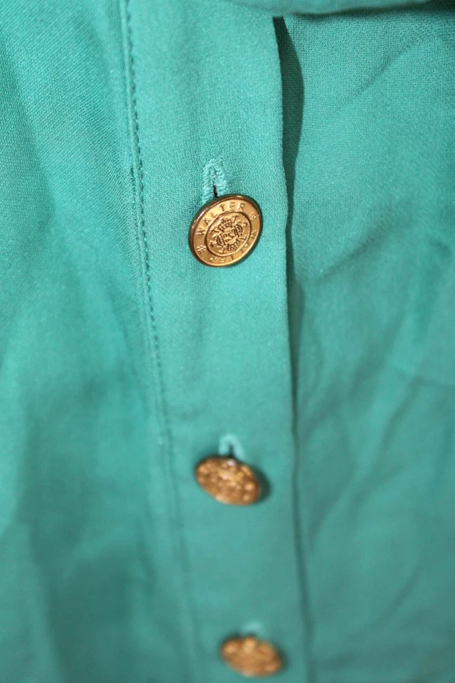 Blusa Walter Mujer Seda Plisada Detalle Volantes Manga Corta Verde Talla 10 Foto 4 de 4