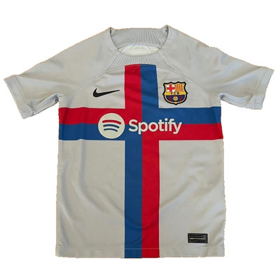 Nike FCB Spotify Youth Size Small Pullover Soccer Jersey Lewandowski #9 Gray 